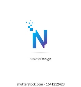 Digital Pixel Lnitial Letter N Logo design template