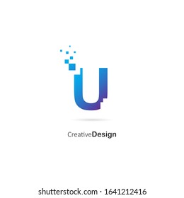 Digital Pixel Lnitial Letter U Logo design template