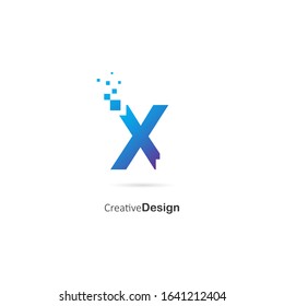 Digital Pixel Lnitial Letter X Logo design template