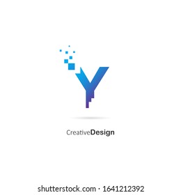 Digital Pixel Lnitial Letter Y Logo design template