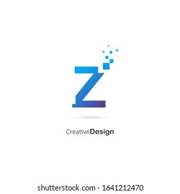 Digital Pixel Lnitial Letter Z Logo design template