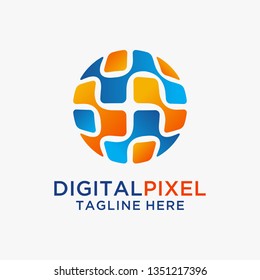 Digital pixel logo design