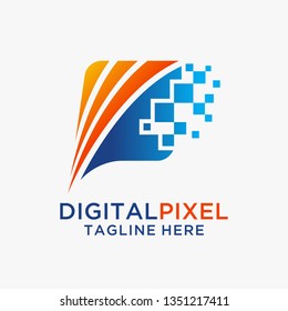 Digital pixel logo design