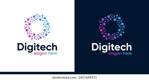 Digital pixel logo design template with tech, internet, system, Artificial Intelligence and computer logo design vector graphic symbol icon