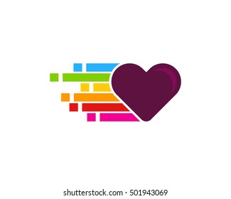 Digital Pixel Love Logo Design Template