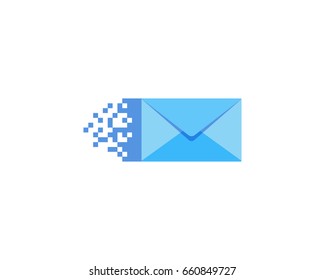 Digital Pixel Mail Icon Logo Design Element