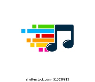 Digital Pixel Music Logo Design Template Element