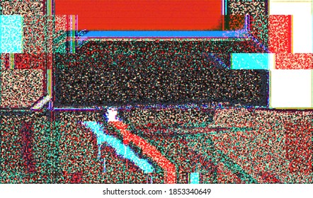 Ruido de píxel digital. Señal de video dañada. Fondo de textura de brillo abstracto. Ilustración vectorial.