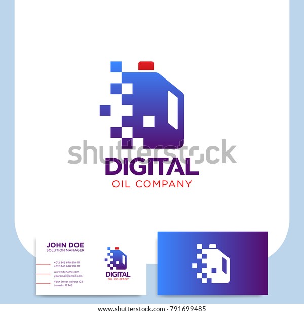 Digital pixel Oil\
gallon icon refining industry refinery petroleum manufacture logo\
and business card