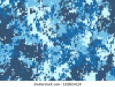 Digital pixel sea water camouflage pattern