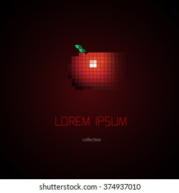 Digital pixel style apple logo element 