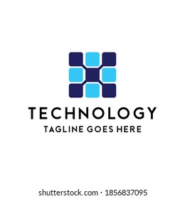 Digital Pixel Technology Logo design Vector