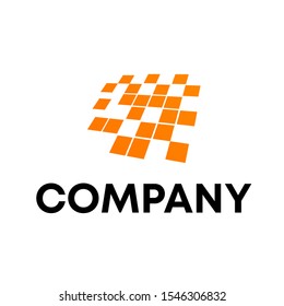 digital pixel technology logo vector sign template