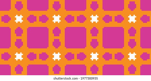 Digital Pixel vector Abstract Mosaic  Colors:  Dark Orange, Spicy Pink, Seashell