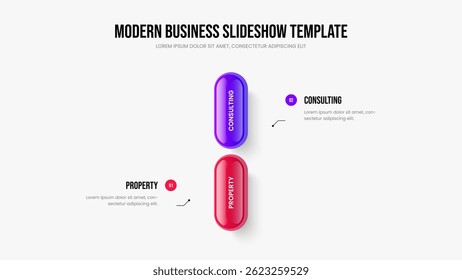 Digital Plan 2 Step Infographic Frame Template. Corporate Planning Two Element Diagram Slideshow Design. Creative Insight Presentation Layout Vector Illustration.