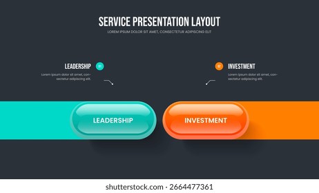 Digital Plan Slideshow Layout Vector Illustration. Consulting Visualization Two Element Diagram Frame Design. Service Introduction 2 Step Infographic Slide Template.