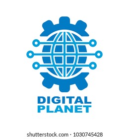 Digital planet global technology logo design template. EPS 10