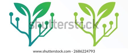 A digital plant with circuit branches, representing organic growth, green technology, and eco-conscious innovation for biotech and smart farming.
