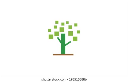 Digital plant tree icon logo  design vector illustration template 
