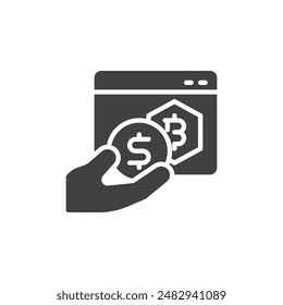 Digital platform with crypto symbols vector icon. filled flat sign for mobile concept and web design. Crypto Lending Platform glyph icon. Symbol, logo illustration. Vector graphics
