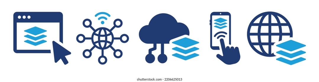 Digital platform vector icon set. Online application illustration. Web layer for app symbol.