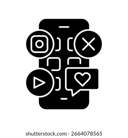 digitale Plattformen schwarz flach Symbol. Vektorisoliertes Element. 