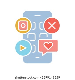 digital platforms color flat icon. Vector isolated element. Editable stroke.