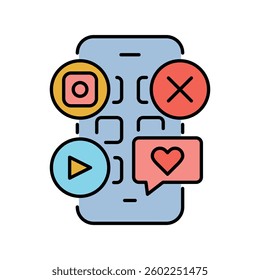 digital platforms color flat icon. Vector isolated element. Editable stroke.