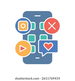 digital platforms color flat icon for digital and print projects.  Minimal clean icons for apps and websites. Modern simple icons for UI UX and branding