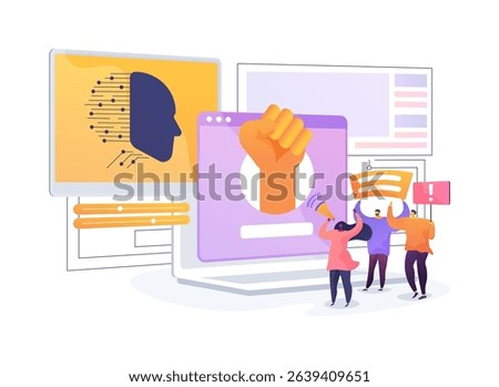 Digital Platforms for Grassroots Activism abstract concept vector illustration. Digital platforms amplify grassroots social movements. abstract metaphor.