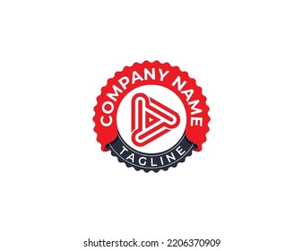 Digital Play Button Stamp Badge Logo Concept sign icon symbol Design Element. Media, Video, Multimedia Logotype. Vector illustration template