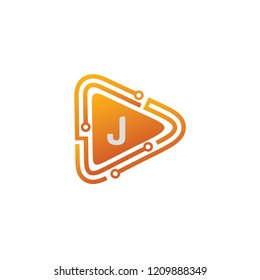 Digital Play Media J Letter Logo