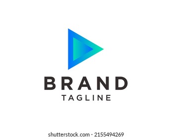 Digital Player Icon Logo. Blue Circular Geometric Style isolated on White Background. Business and Technology Resources. Flat Vector Logo Design Template Element.