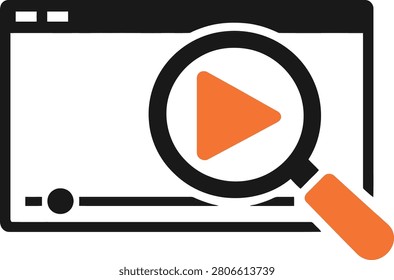 Digital player interface icon with magnifying glass search feature, magnifying