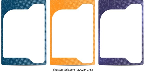 Digital player trading card frame border template design flyer with scratch and dot texture