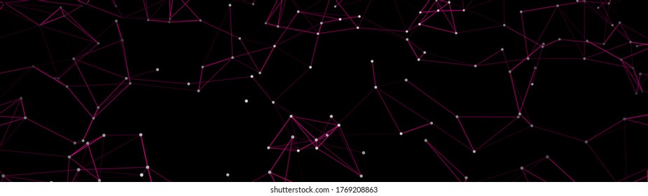 Digital plexus of glowing lines and dots. Abstract background. 3D rendering. Network or connection. Vector illustration