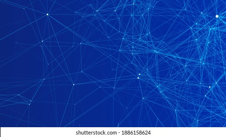 Digital plexus of glowing lines and dots. Abstract background. 3D rendering. Network or connection. Vector.