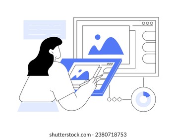 Digital podium isolated cartoon vector illustrations. Student uses digital podium in virtual classroom, smart classes, video conferencing, data visualization, degree program vector cartoon.