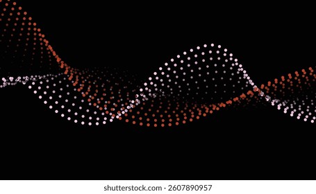 Digital point wave curve in red and pink light tones