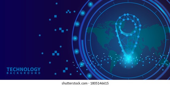 Digital pointer technology design background on blue