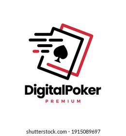 digital poker card fast quick dash tech logo vector icon illustration