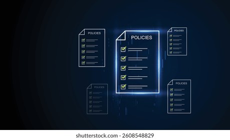  Digital Policy Compliance and Management Concept. vector illustration