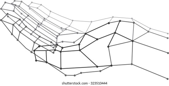 Digital polygonal open hand. Vector illustration.