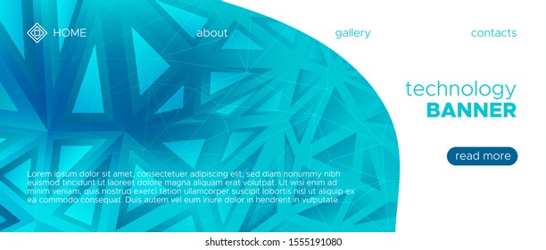 Digital Polygonal Presentation. Gradient Futuristic Brochure. Geometric Triangle Landing Page. Blue Science Pattern. Graphic Polygon Banner. Blue Technology Illustration. Graphic Polygon Pattern.