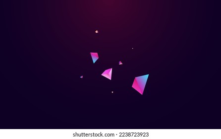 Digital Polyhedron Vector Dark Violet Background. Cosmic Abstract Geometric Layout. Rainbow Minimalist Jewel Design. Bright Stone Graphic Banner.