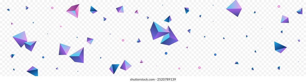 Digitaler Polyhedron Vektor Panorama transparenter Hintergrund. Einhorn Fliegender Kristall-Karte. Holografische Technologie Steindekoration. Abstrakter Katalog für helle Elemente.
