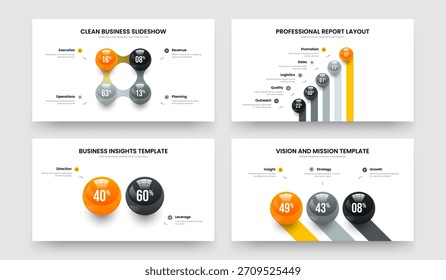 Digital Portfolio 4 5 2 3 Option Diagram Slideshow Template Set. Visual Planning Four Five Two Three Step Graph Slide Design Vector Illustration Collection.