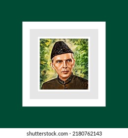 digitales Portrait von Quaid-e-Azam Muhammad Ali jinnah. (Gründer von Pakistan) 25. Dezember Geburtstagsfeier.