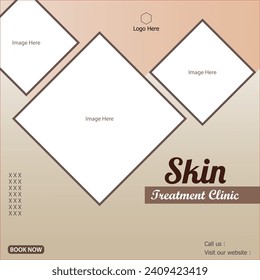 Digital post for skin treatment marketing. Vector graphics backgrounds.