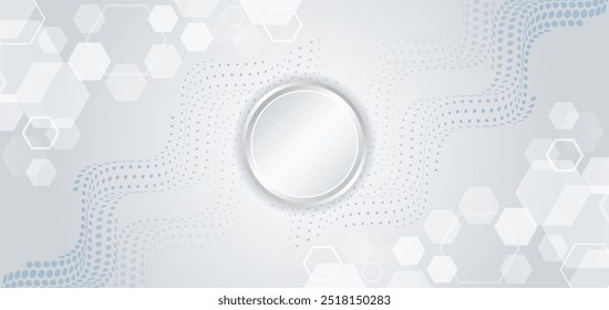 Plantillas de póster digital. Diseño médico, tecnológico o científico. Diseño de Anuncio de Vector gris con hexágonos de fondo abstracto. Concepto de diseño de alta tecnología. Diseño empresarial futurista.